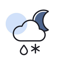 Cloud With Snow And Rain Moon Icon Weather Sign