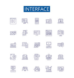 Interface Line Icons Signs Set Design Collection