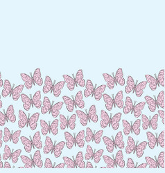 Pink Butterfly Sketch Contour On Blue Sky