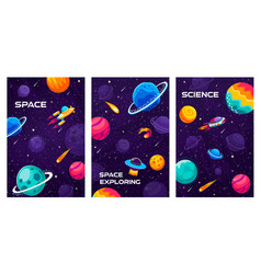 Space Landscape Posters With Spaceship In Galaxy