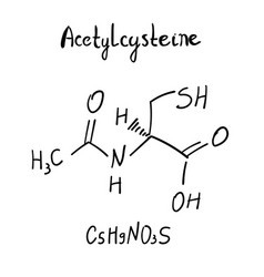 Acetylcysteine Molecule Formula Hand Drawn