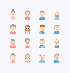 Bundle Of Senior Elder Women And Men Flat Icons