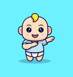 Cute Baby Dabbing And Smiling Flat Icon Character