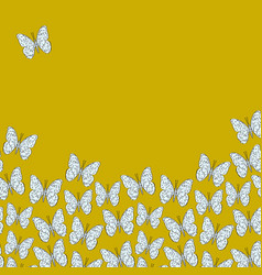 Pink Butterfly Sketch Contour Blue Yellow Mustard