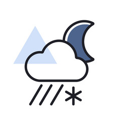 Rain Cloud With Snow Moon Icon Weather Sign