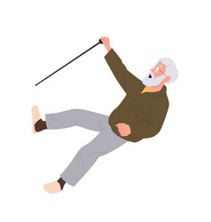 Elderly Retired Man Cartoon Character With Cane