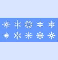 Set Of White Snowflake Icons On A Blue Background