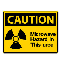 Caution Microwave Hazard Sign On White Background