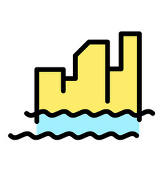 City Flood Level Icon Flat