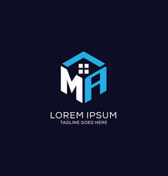 Initial Logo Ma Monogram With Abstract House