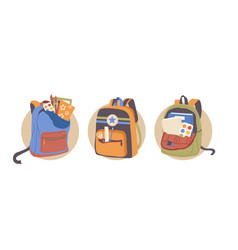 Isolated Set Of Backpack For Art School Classes Or