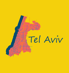 Tel Aviv Flat Map Artprint Landmass Water