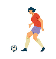 Woman Soccer Player Character Run And Kick Ball