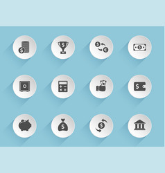 Finance Icons On Round Puffy Paper Circles