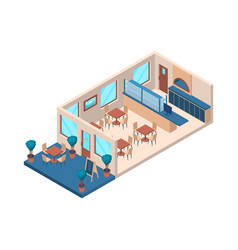 Pizzeria Interior With Furniture Isometric View