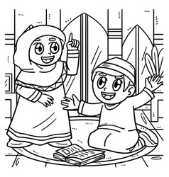 Ramadan Muslim Children Coloring Page For Kids