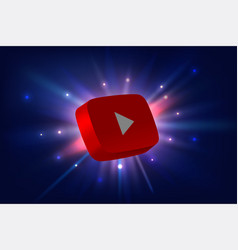 Youtube App 3d Icon On Space Background With Rays