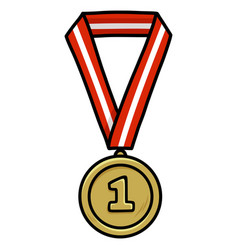 1st Place Gold Medal With Red And White Ribbon