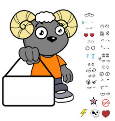 Billboard Ram Young Kid Character Cartoon Kawaii