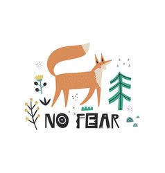 No Fear Hand Drawn Lettering Quote Cartoon