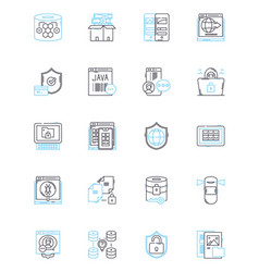 Online Safety Linear Icons Set Cybersecurity