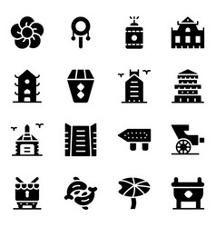 Pack Hong Kong In Solid Style Icons