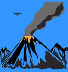 Simple Fan Image Of Volcanic Eruption And Airplane