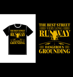 T-shirt Typography Runway Plane Grounding Vintage