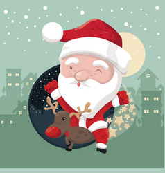 Merry Christmas Santa Clause On Reindeer Enjoy