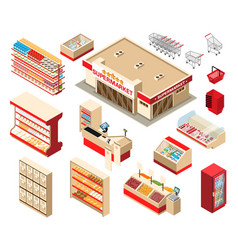 Supermarket Interior Isometric Set