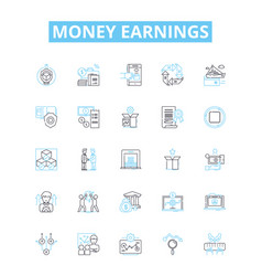 Money Earnings Line Icons Set Income