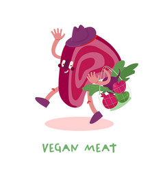 Plant Based Protein Concept Funny Character