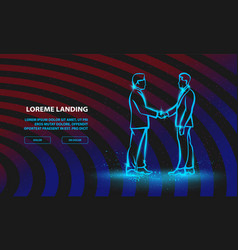 Two Neon Businessman Handshaking Business