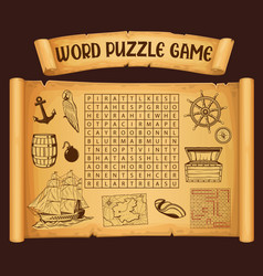 Piracy And Pirate Map Word Search Puzzle Game