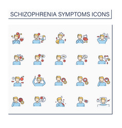 Schizophrenia Symptoms Color Icons Set