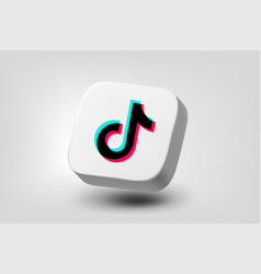 Tiktok Application 3d Icon On Grey Background