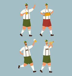 German Men Wearing Tyrolean Suits Drinking Beers