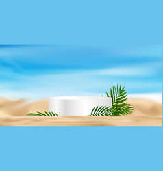 Summer Background 3d Stand Podium With Coconut