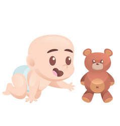 Cute Cartoon Crawling Baby Boy On All Fours