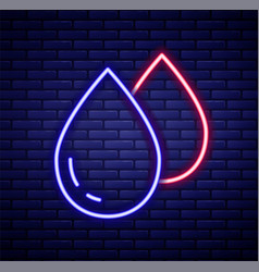 Glowing Neon Line Water Drop Icon Isolated On