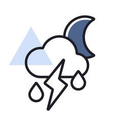 Moon Cloud With Rain And Lightning Icon