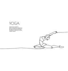 Web Banner With Woman Doing Yoga One Line Art