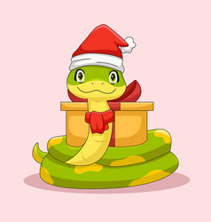 Cute Snake Christmas Character Wearing Christmas