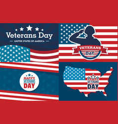 Veterans Day Banner Set Flat Style