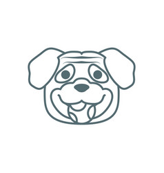 Cute Little Pug Dog Head With Ball Line Style Icon