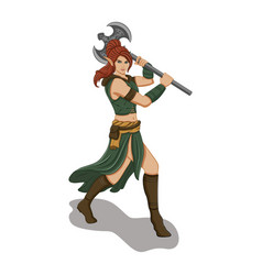 Female Elf Warrior With An Iron Axe