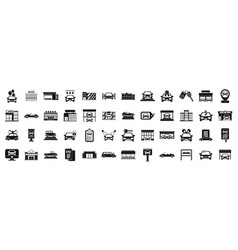 Car Showroom Icons Set Simple Building