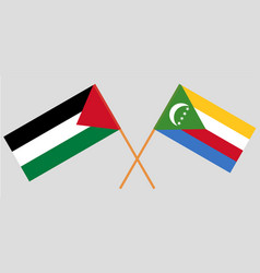 Crossed Flags Of Palestine And The Comoros