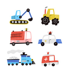 Cute Cartoon Cars Collection Isolated