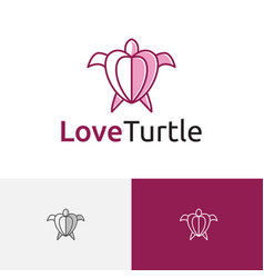 Love Heart Pink Leatherback Sea Turtle Logo